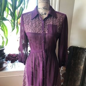 Free People purple sheer/lace tunic